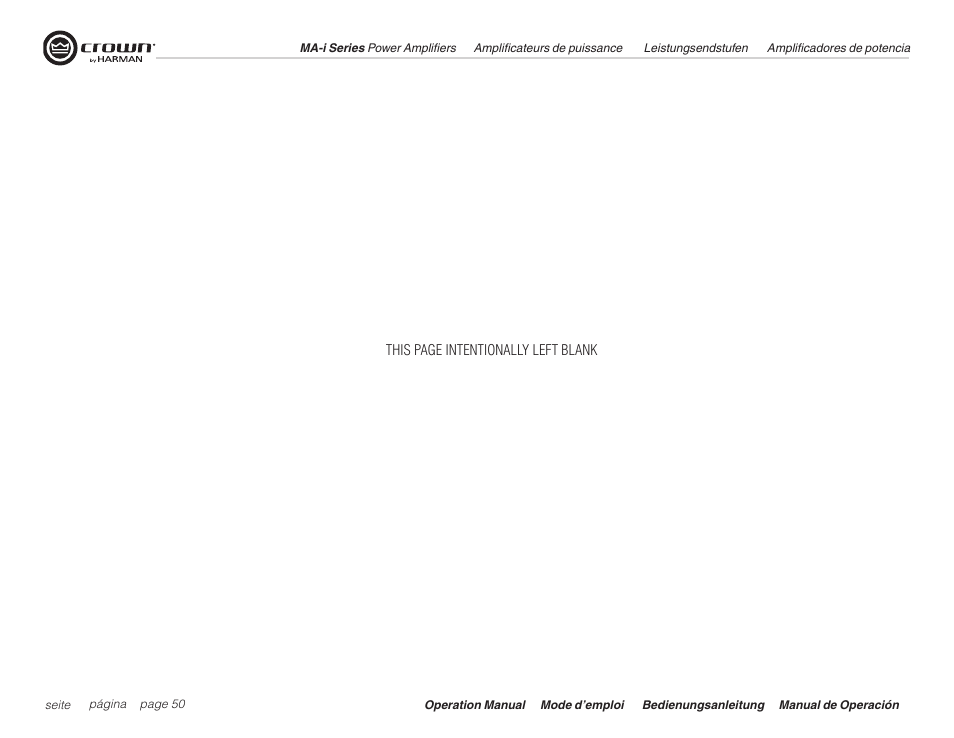 Crown Audio Macro Tech i Series User Manual | Page 50 / 52