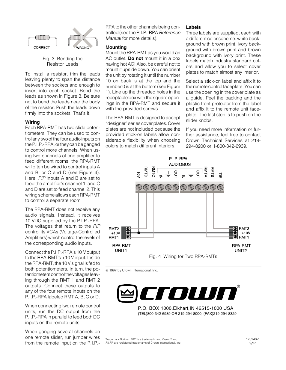 Crown Audio RPA-RMT User Manual | Page 2 / 2