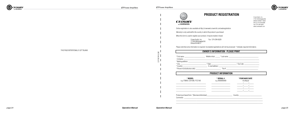 Product registration | Crown Audio ComTech DriveCore Series User Manual | Page 13 / 15