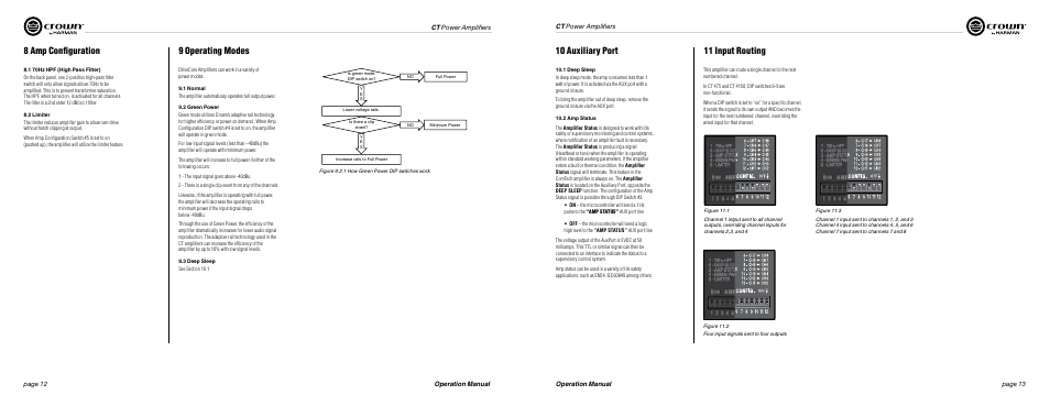 8 amp configuration 9 operating modes, 10 auxiliary port 11 input routing | Crown Audio ComTech DriveCore Series User Manual | Page 7 / 15