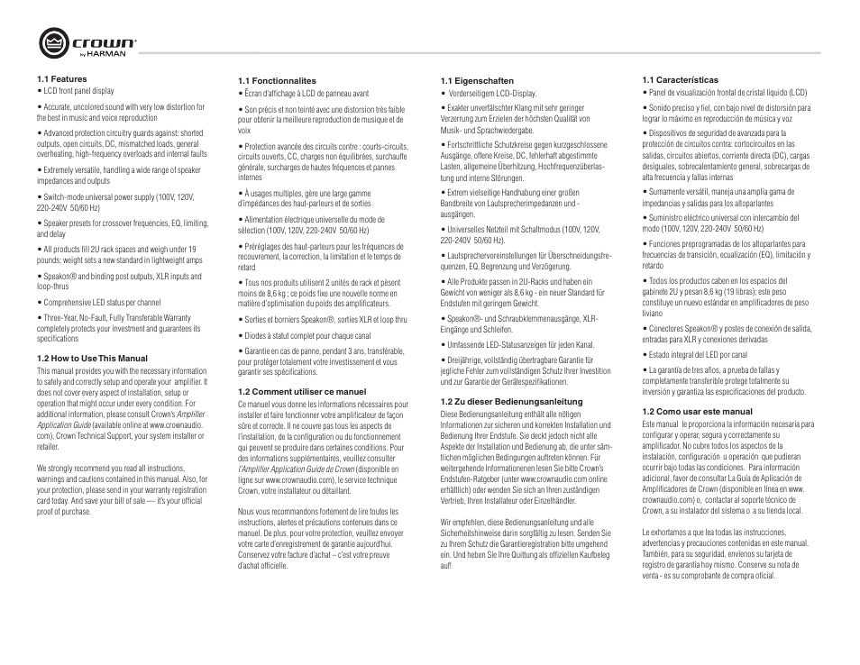 Crown Audio XTi Series User Manual | Page 6 / 48