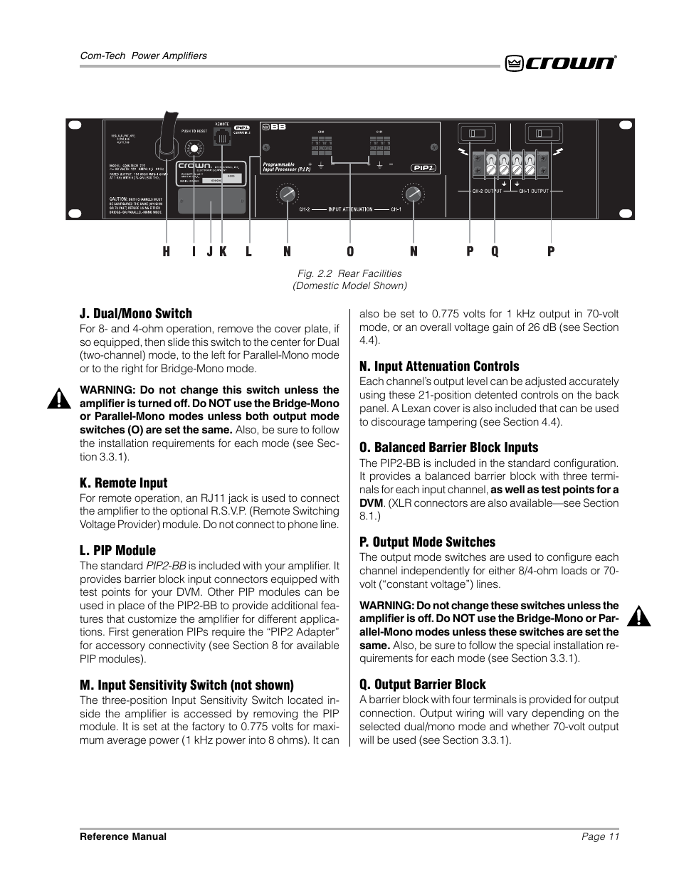 Crown Audio Com-Tech "10 Series" User Manual | Page 11 / 51