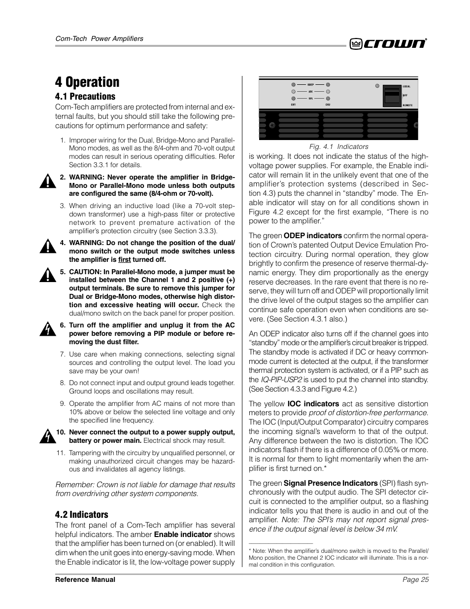 4 operation | Crown Audio Com-Tech "10 Series" User Manual | Page 25 / 51