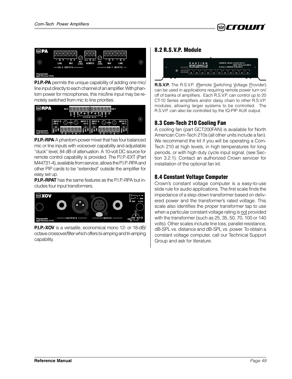 Crown Audio Com-Tech "10 Series" User Manual | Page 49 / 51