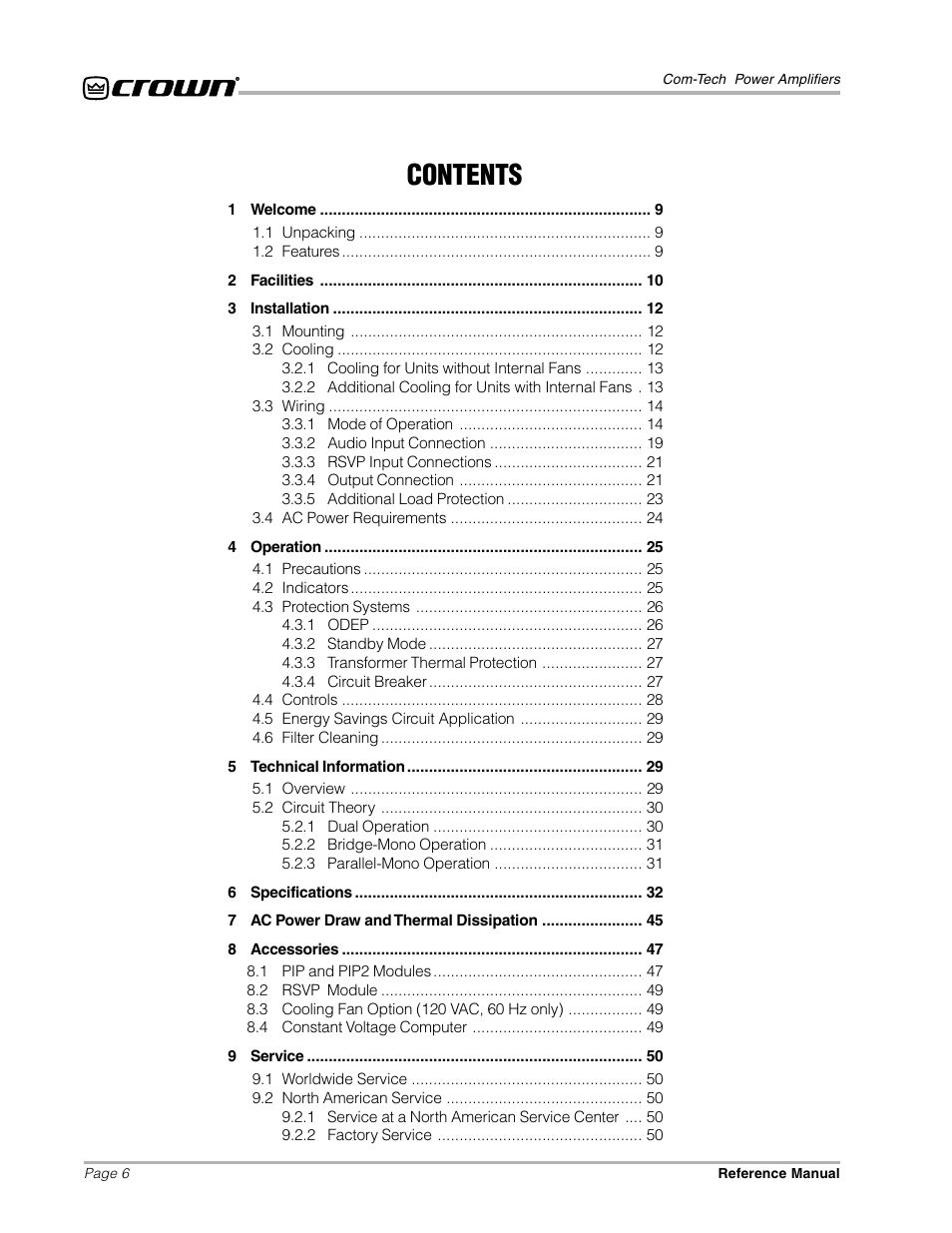 Crown Audio Com-Tech "10 Series" User Manual | Page 6 / 51