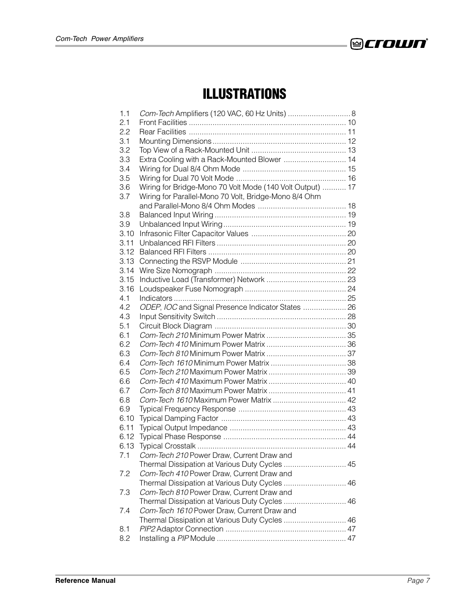 Illustrations | Crown Audio Com-Tech "10 Series" User Manual | Page 7 / 51