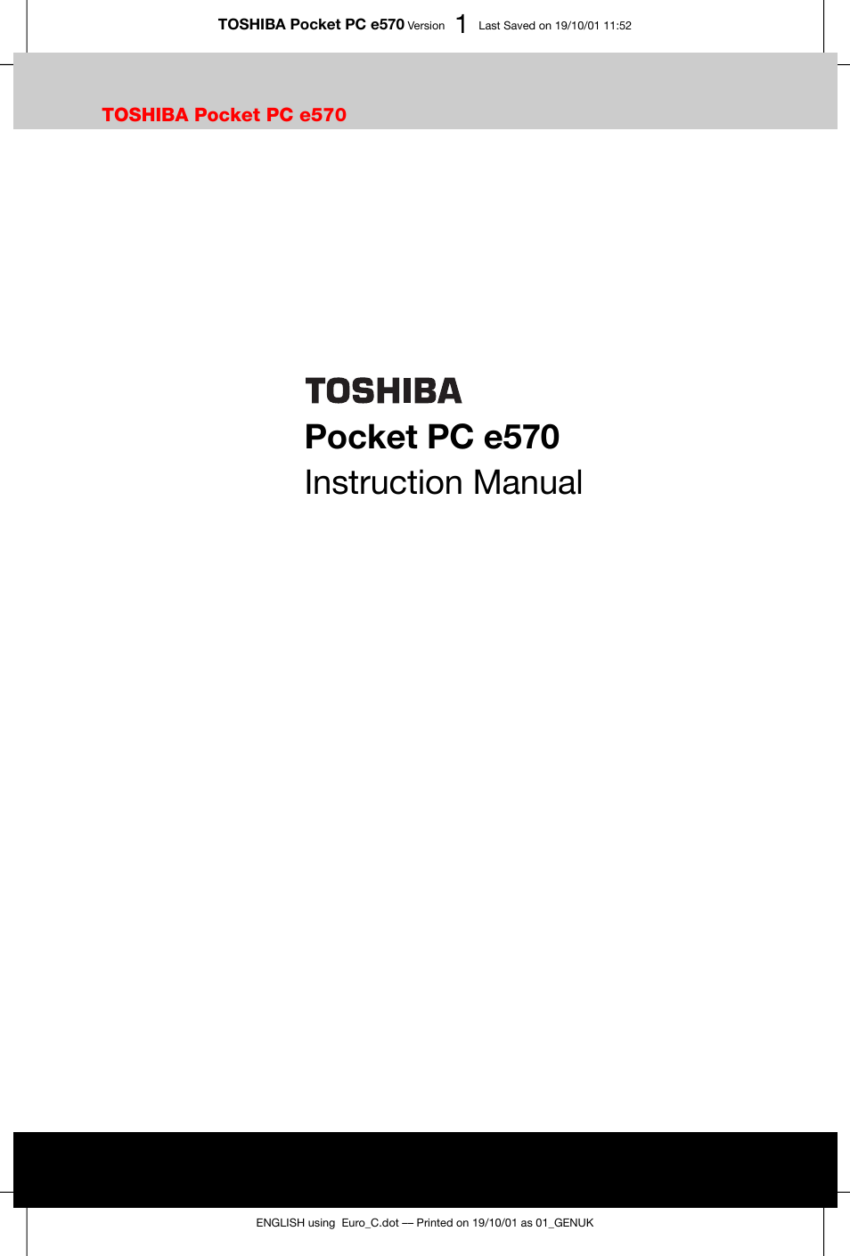 Toshiba Pocket PC e570 User Manual | 103 pages