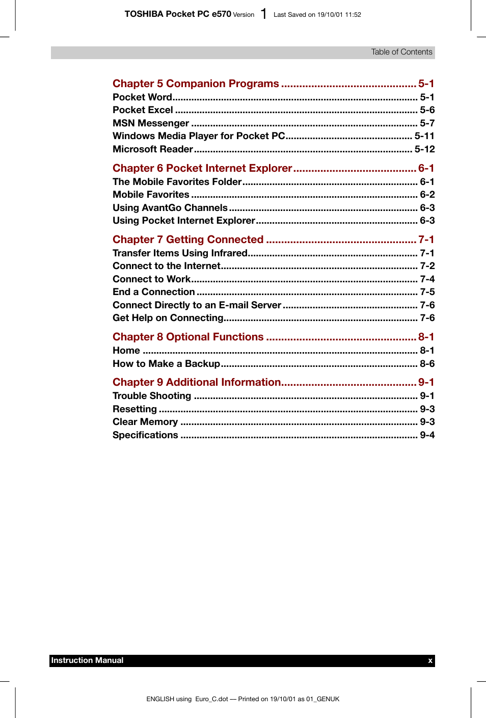 Toshiba Pocket PC e570 User Manual | Page 10 / 103