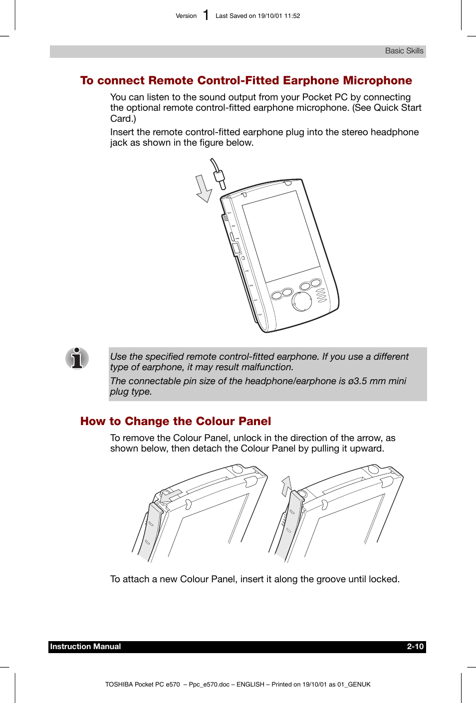 How to change the colour panel | Toshiba Pocket PC e570 User Manual | Page 22 / 103