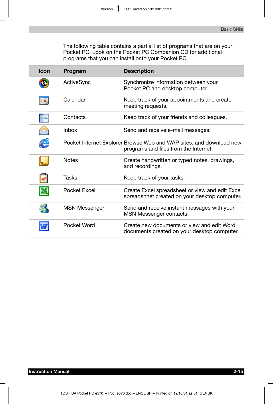 Toshiba Pocket PC e570 User Manual | Page 27 / 103