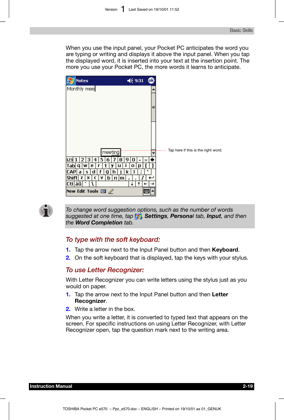 Toshiba Pocket PC e570 User Manual | Page 31 / 103