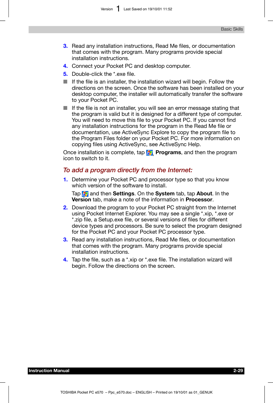 Toshiba Pocket PC e570 User Manual | Page 41 / 103