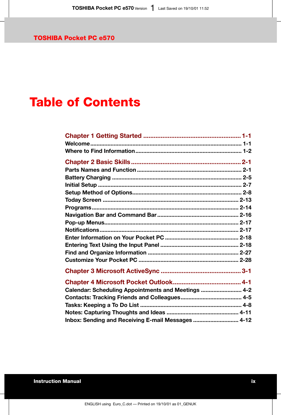 Toshiba Pocket PC e570 User Manual | Page 9 / 103