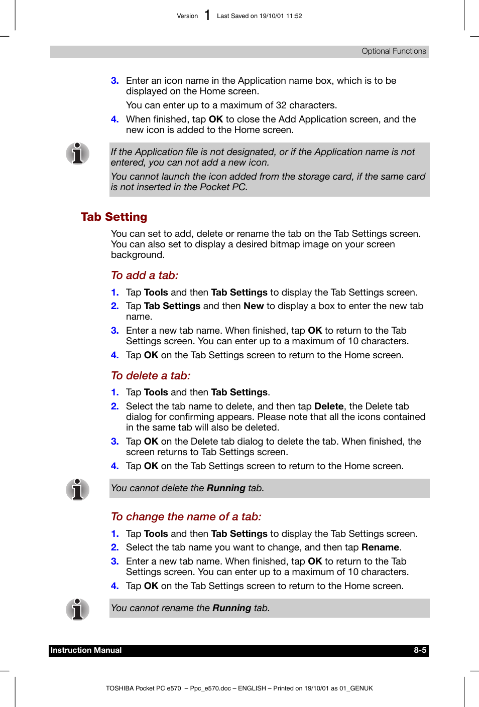 Tab setting | Toshiba Pocket PC e570 User Manual | Page 93 / 103