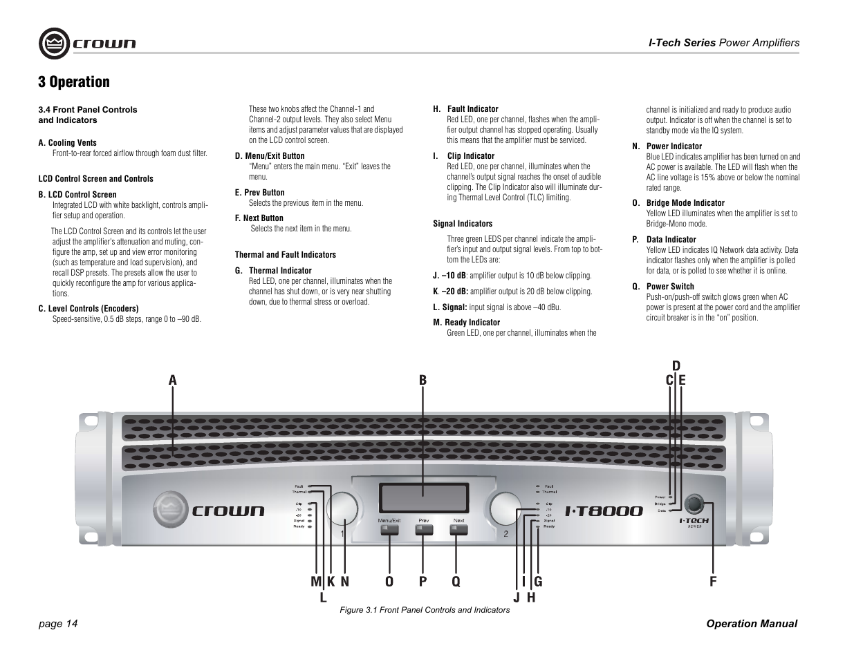 3 operation | Crown Audio I-Tech Series User Manual | Page 14 / 48
