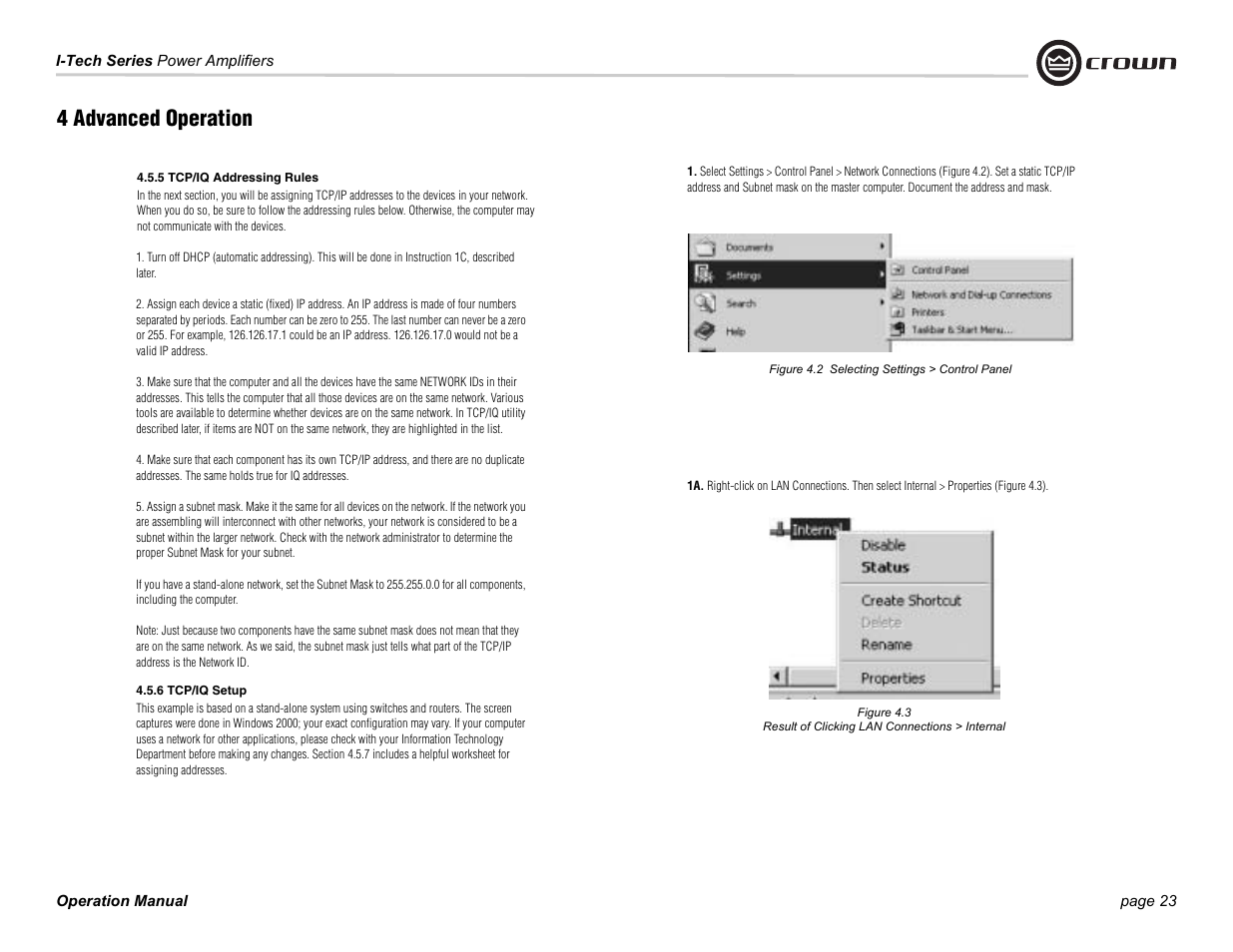 4 advanced operation | Crown Audio I-Tech Series User Manual | Page 23 / 48