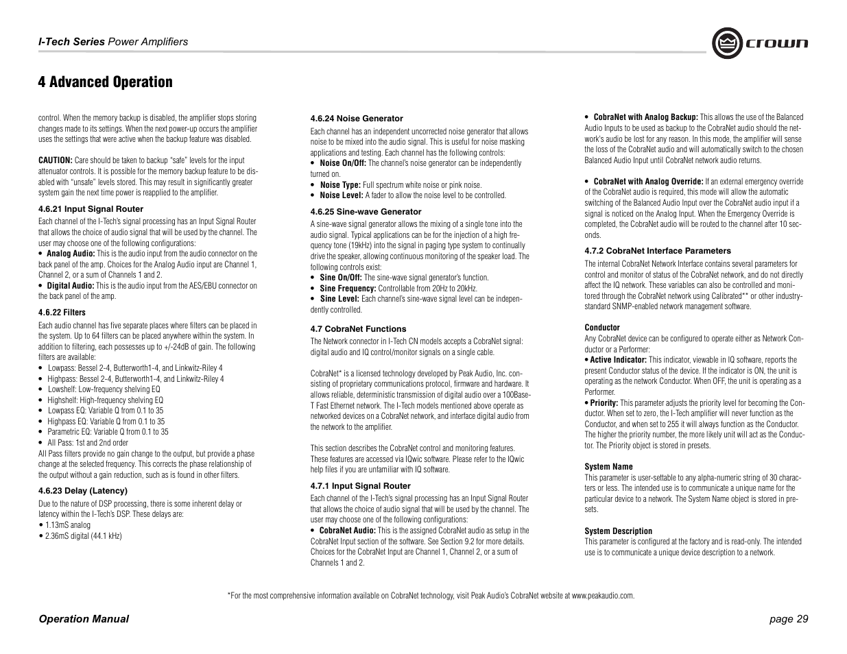 4 advanced operation | Crown Audio I-Tech Series User Manual | Page 29 / 48