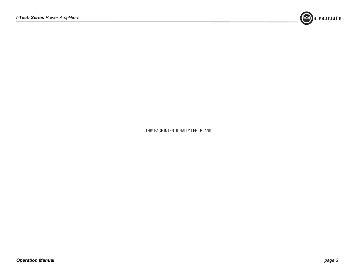 Crown Audio I-Tech Series User Manual | Page 3 / 48