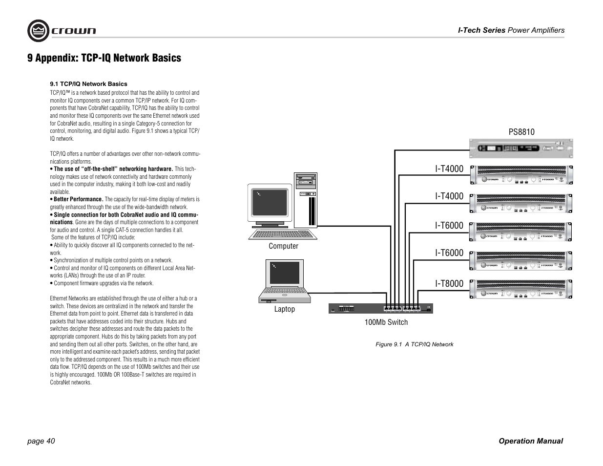9 appendix: tcp-iq network basics | Crown Audio I-Tech Series User Manual | Page 40 / 48