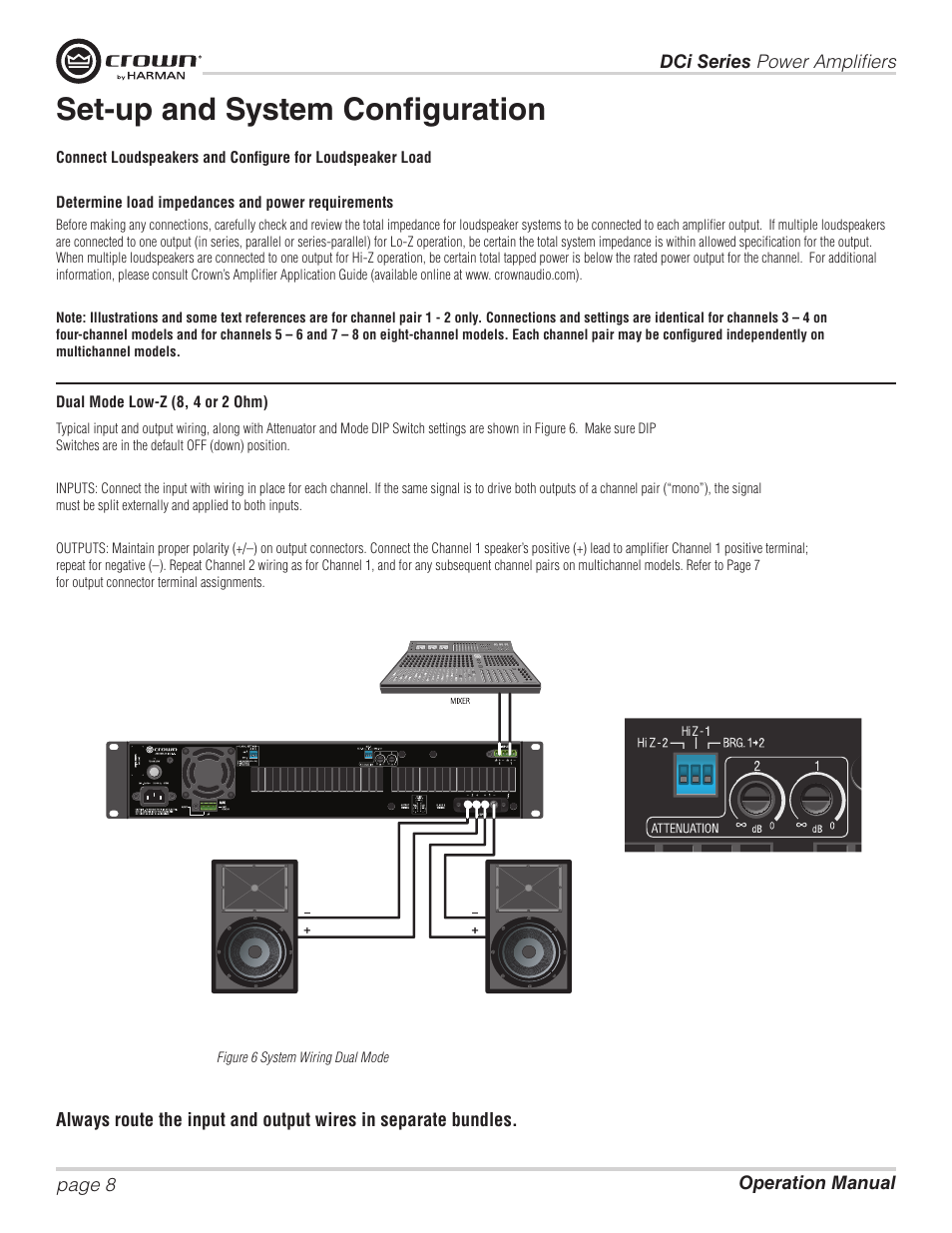 Set-up and system configuration | Crown Audio DCi Series – Analog Input Models User Manual | Page 8 / 32