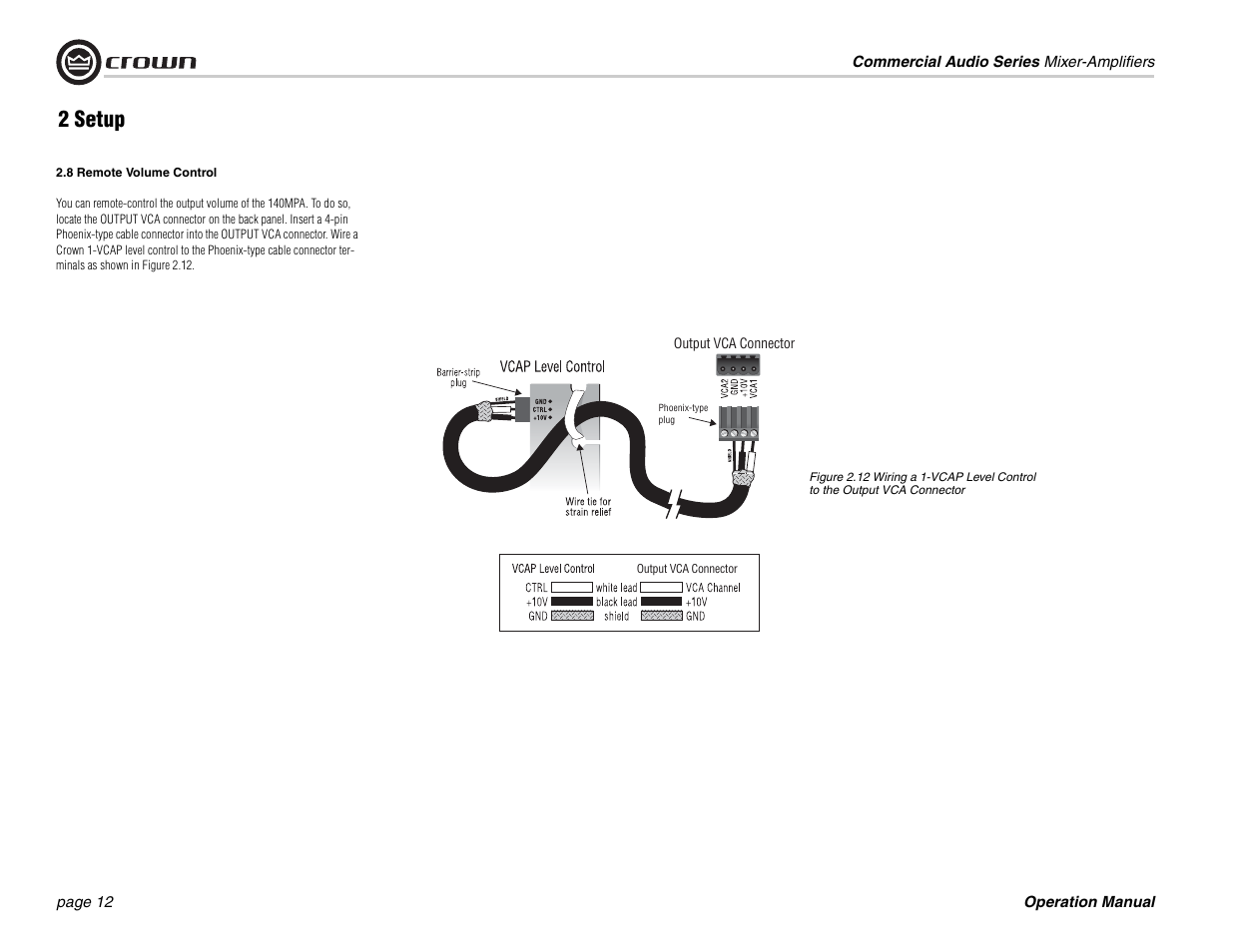 2 setup | Crown Audio 140MPA User Manual | Page 12 / 24