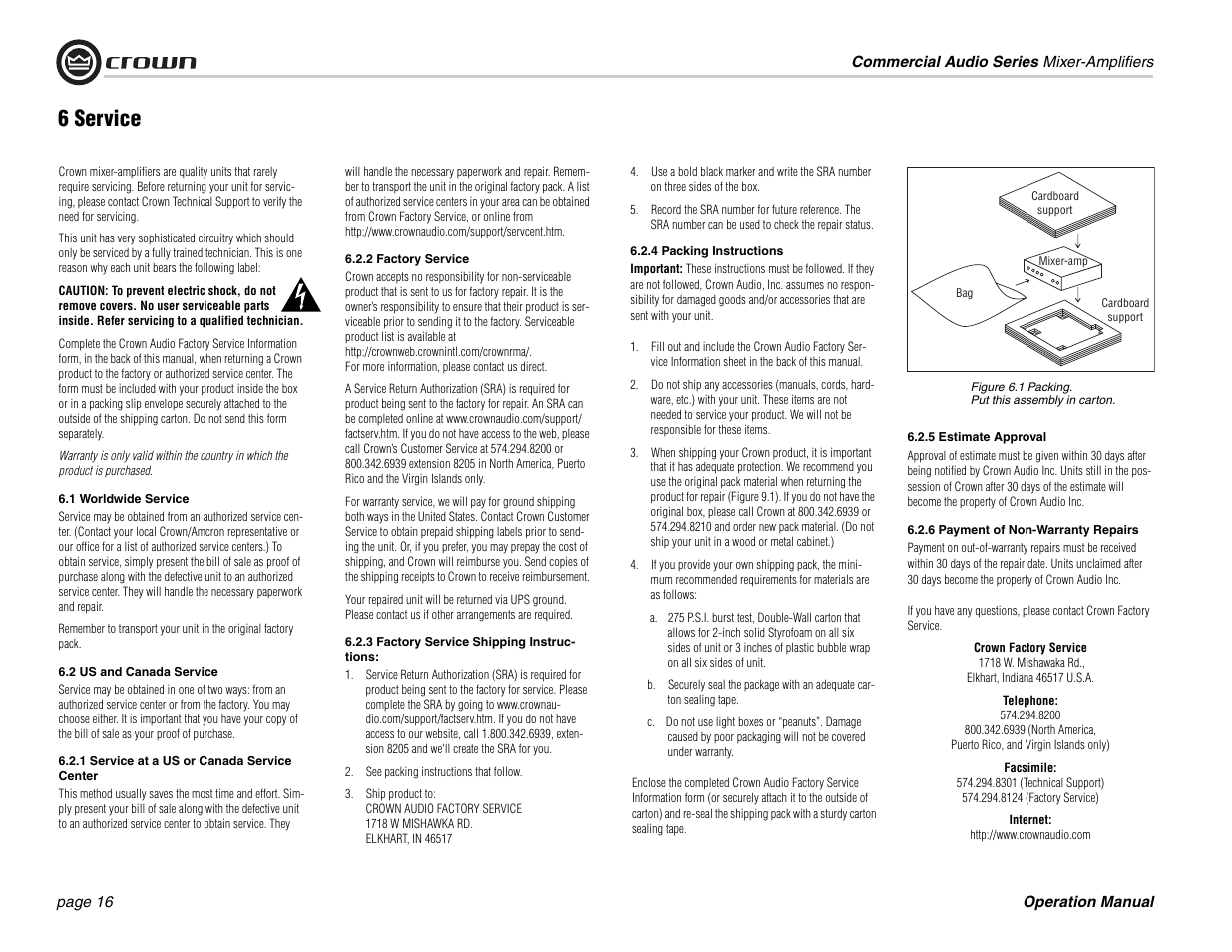 6 service | Crown Audio 140MPA User Manual | Page 16 / 24