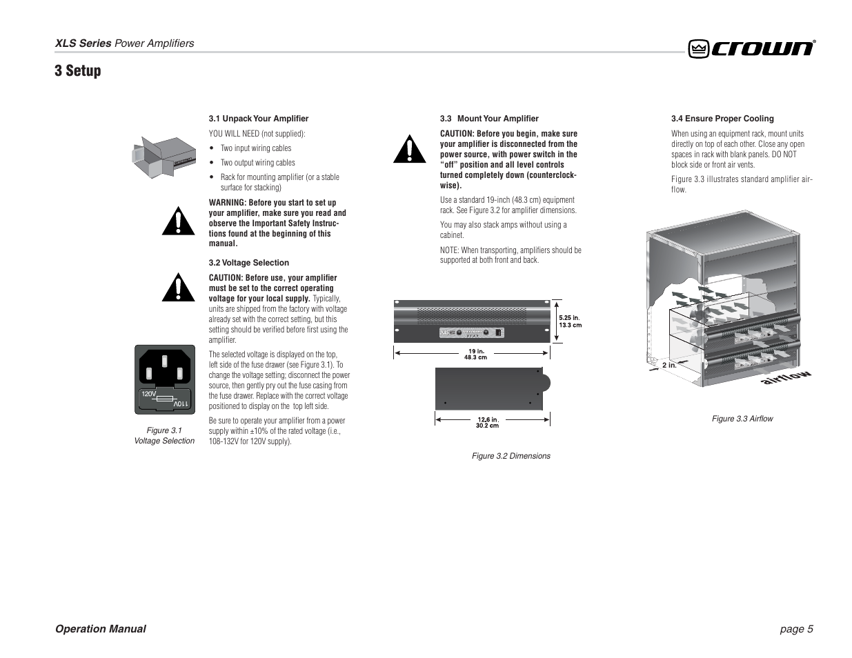 3 setup | Crown Audio XLS Series (3 rack space height) User Manual | Page 5 / 20