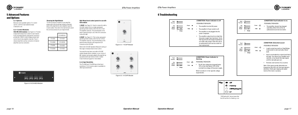 5 advanced features and options, 6 troubleshooting | Crown Audio CTs Series (Multi-Channel) User Manual | Page 9 / 17