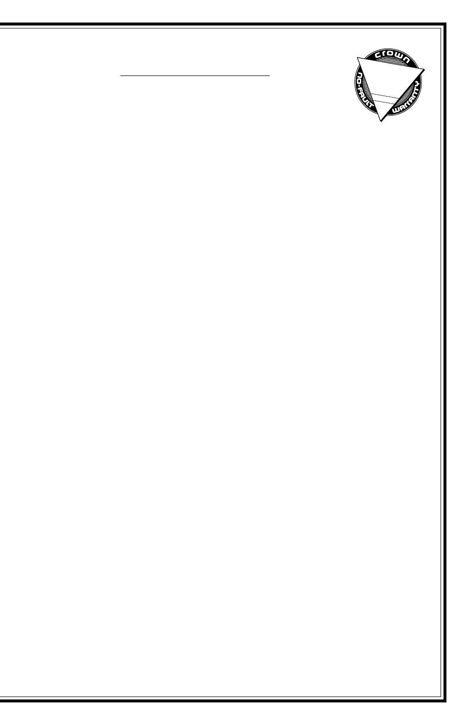 Three year full w arranty, Worldwide | Crown Audio P.I.P.-PA User Manual | Page 17 / 20