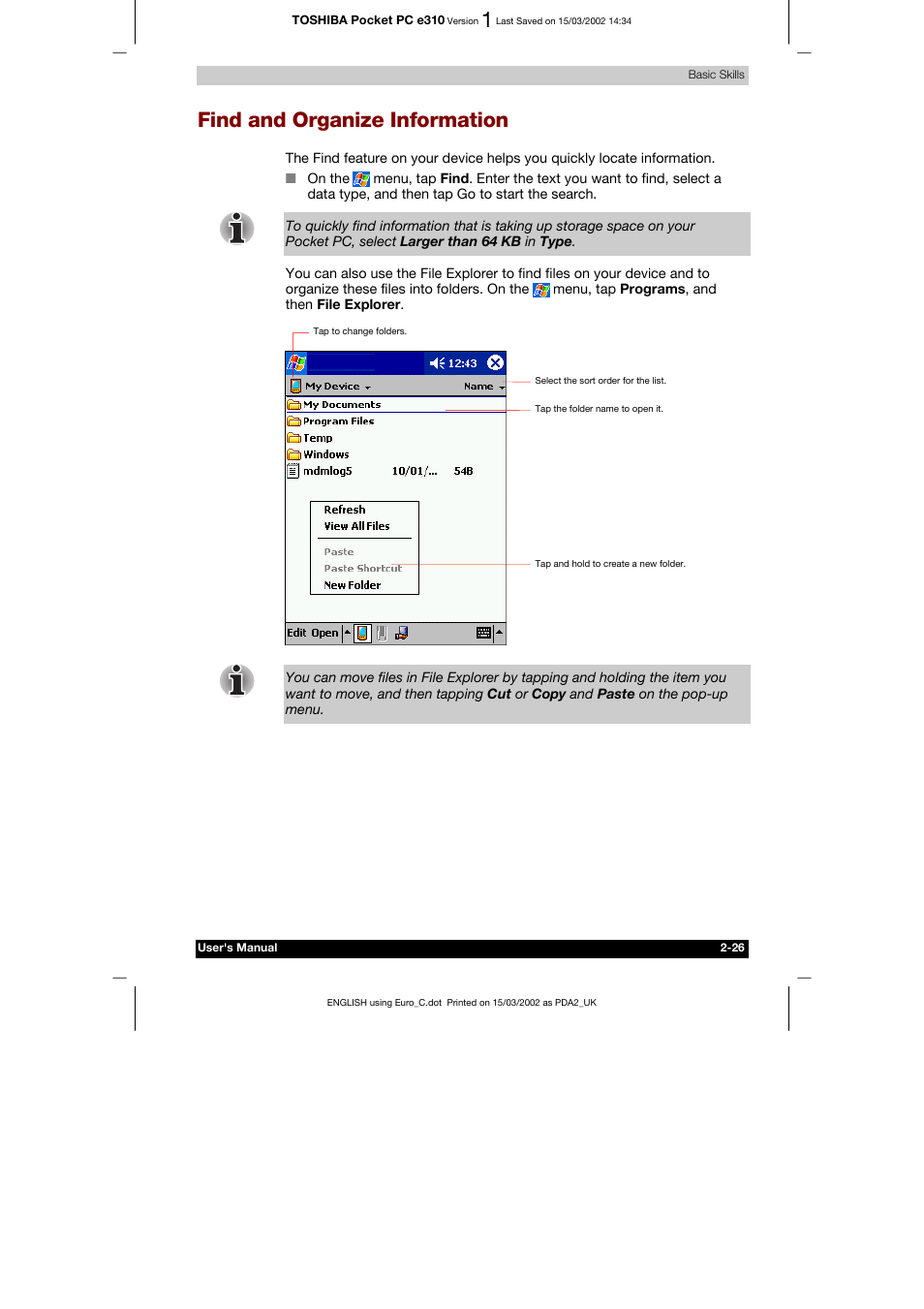 Find and organize information, Ter 4 microsoft pocket outlook | Toshiba Pocket PC e310 User Manual | Page 42 / 104