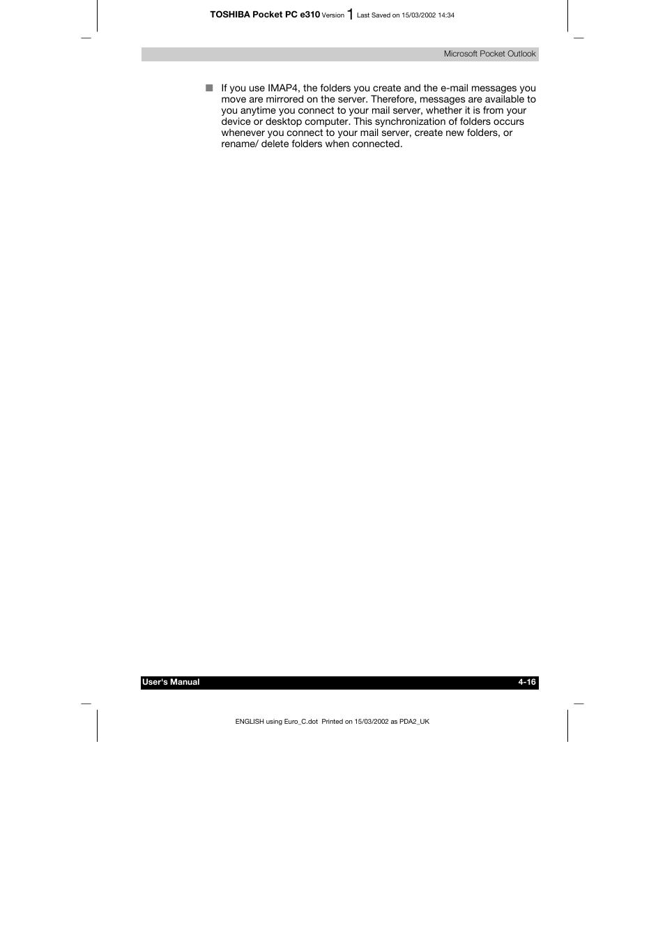 Toshiba Pocket PC e310 User Manual | Page 64 / 104
