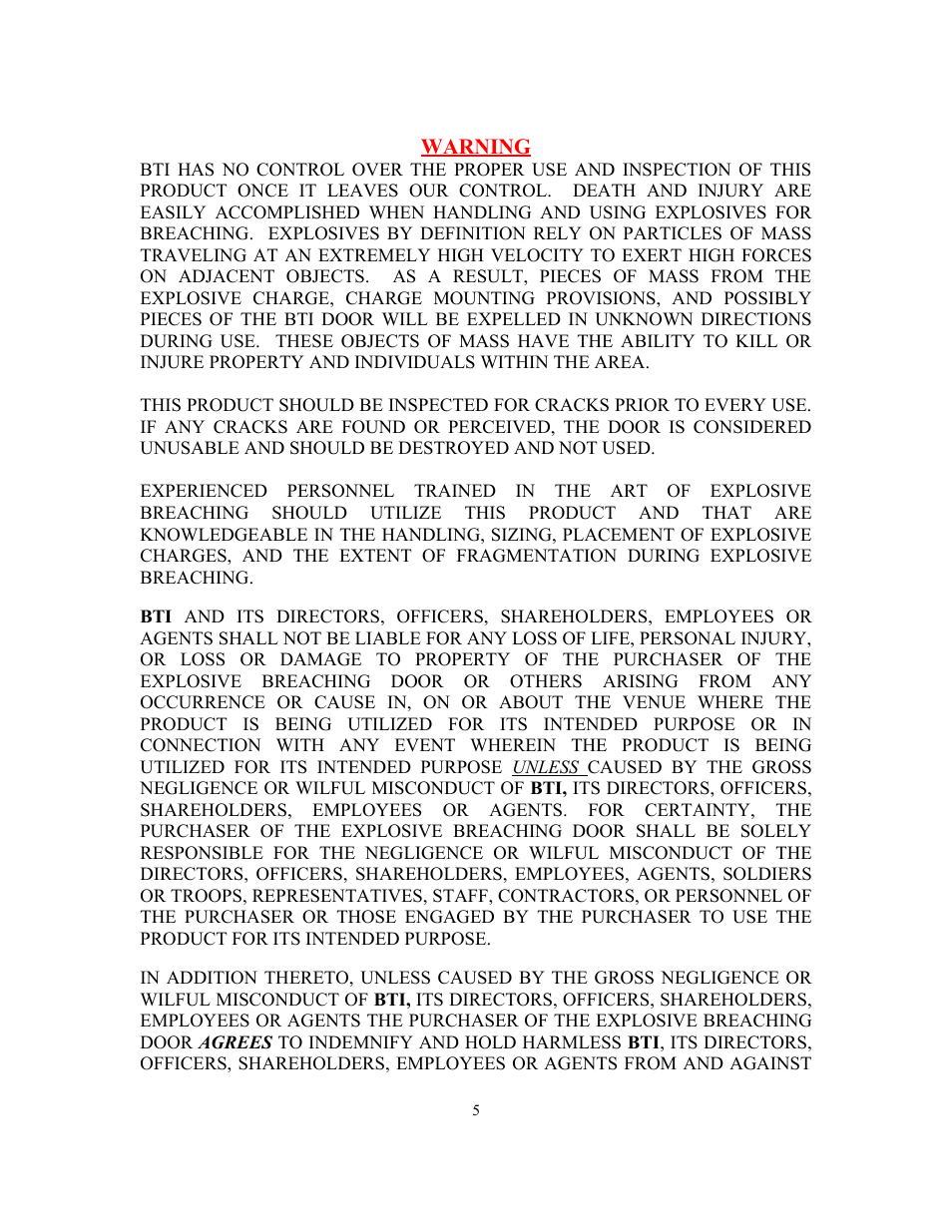 Breaching Technologies Explosive Breaching Kit User Manual | Page 5 / 19