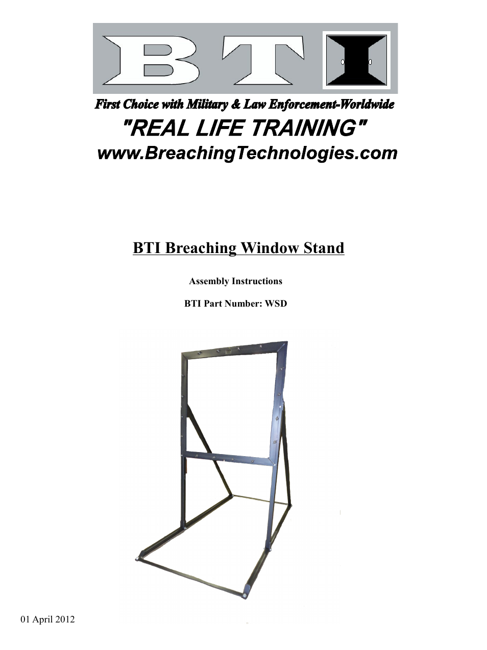 Breaching Technologies Breaching Window Stand User Manual | 4 pages
