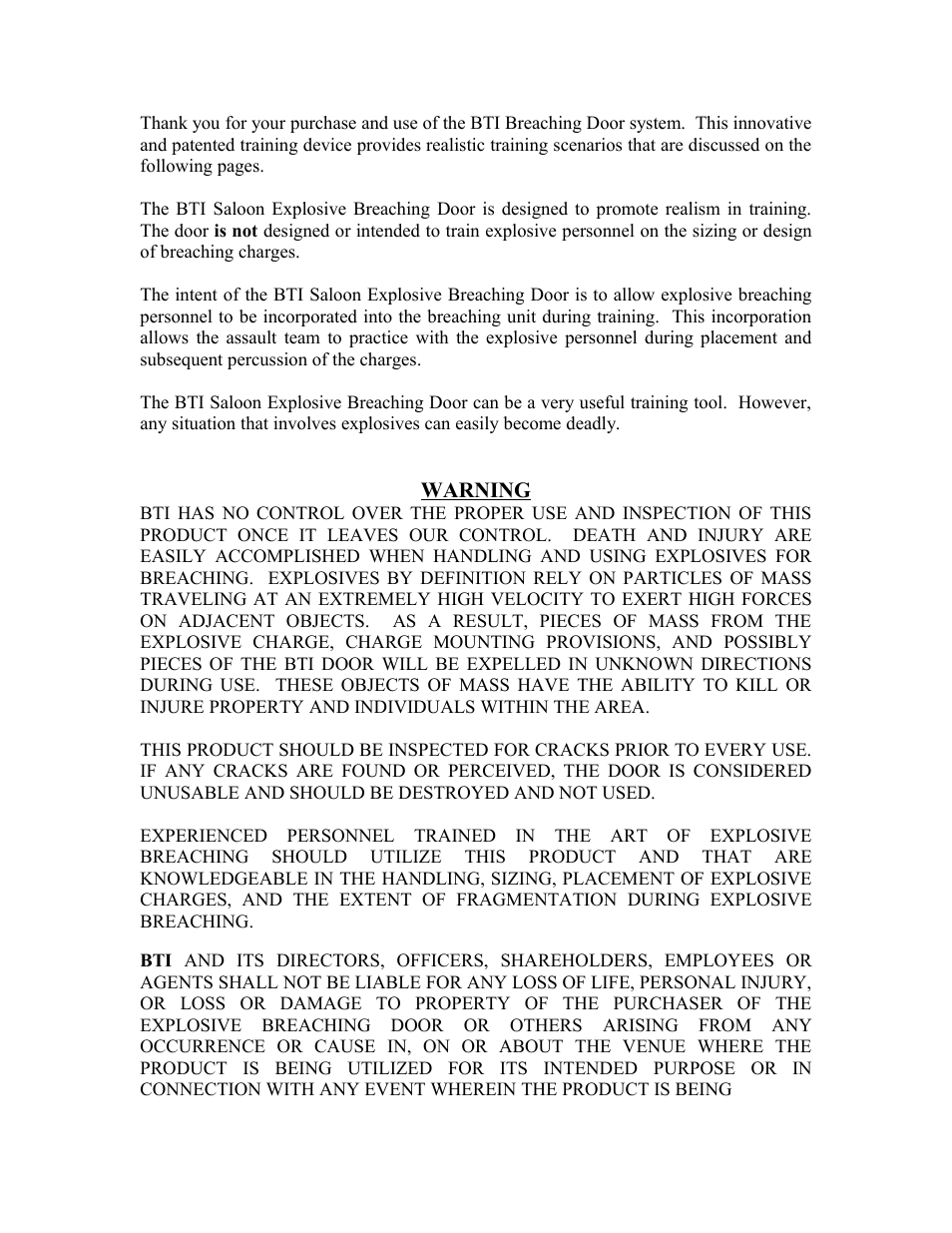 Breaching Technologies Saloon Explosive Breaching Door User Manual | Page 5 / 14