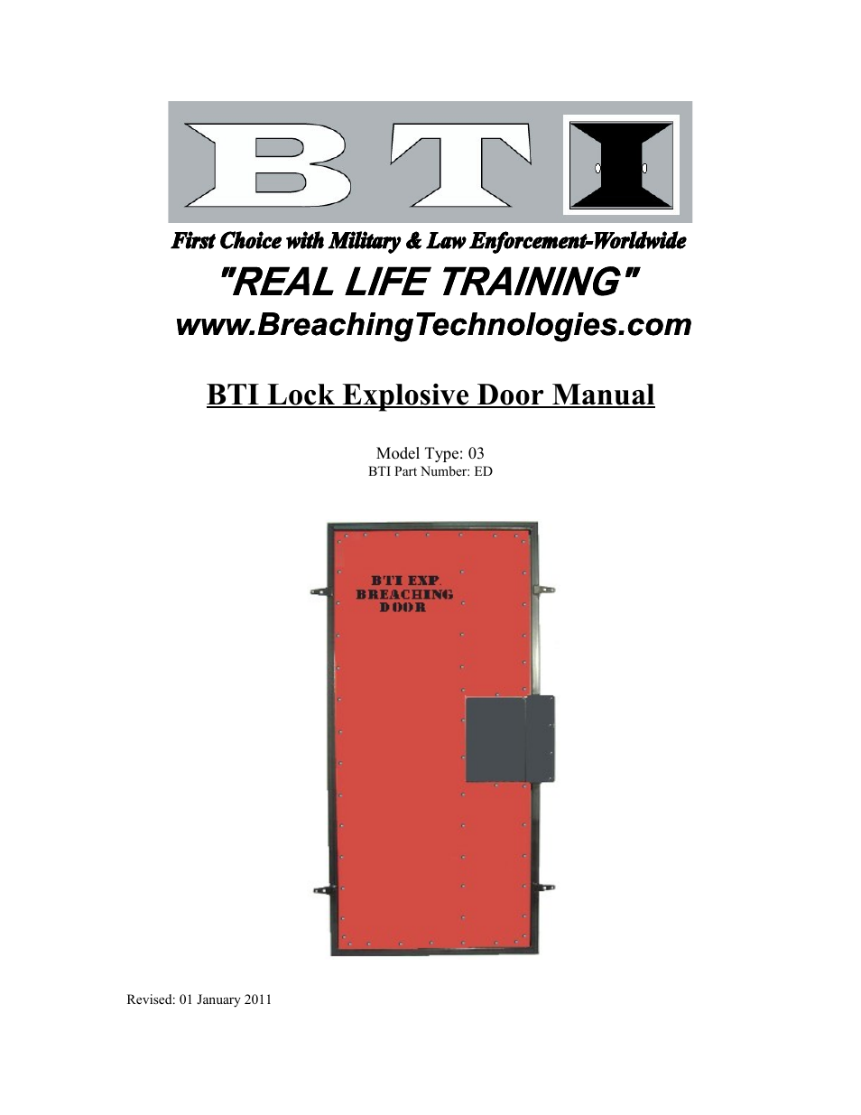 Breaching Technologies Lock Explosive Breaching Door User Manual | 13 pages