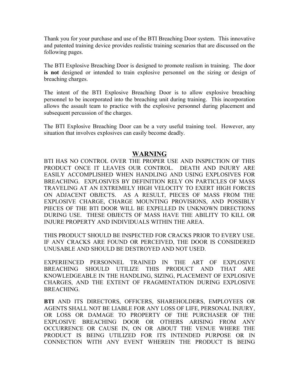 Breaching Technologies Lock Explosive Breaching Door User Manual | Page 5 / 13