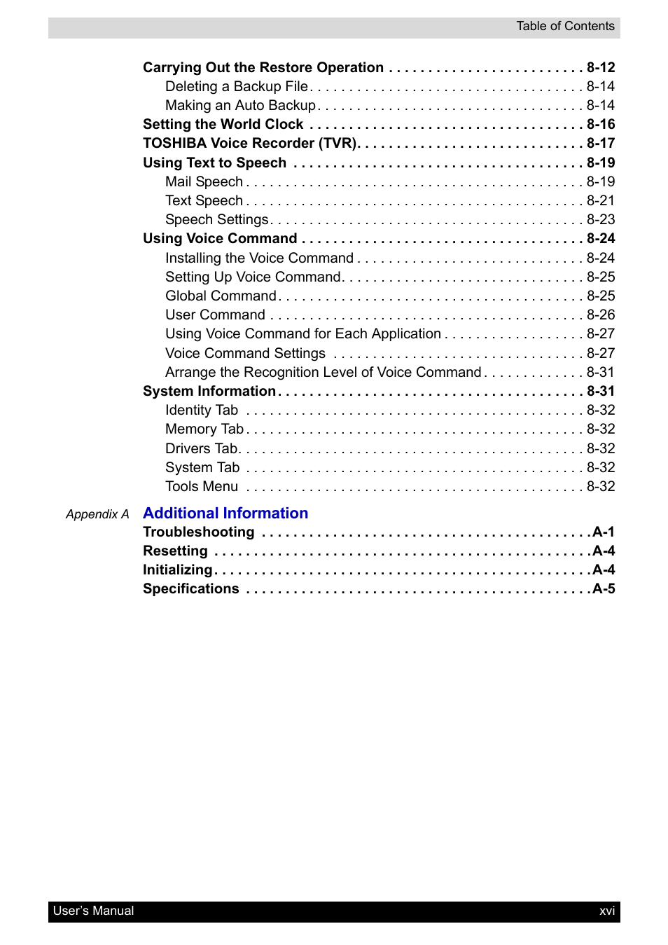 Toshiba Pocket PC e400 User Manual | Page 16 / 116