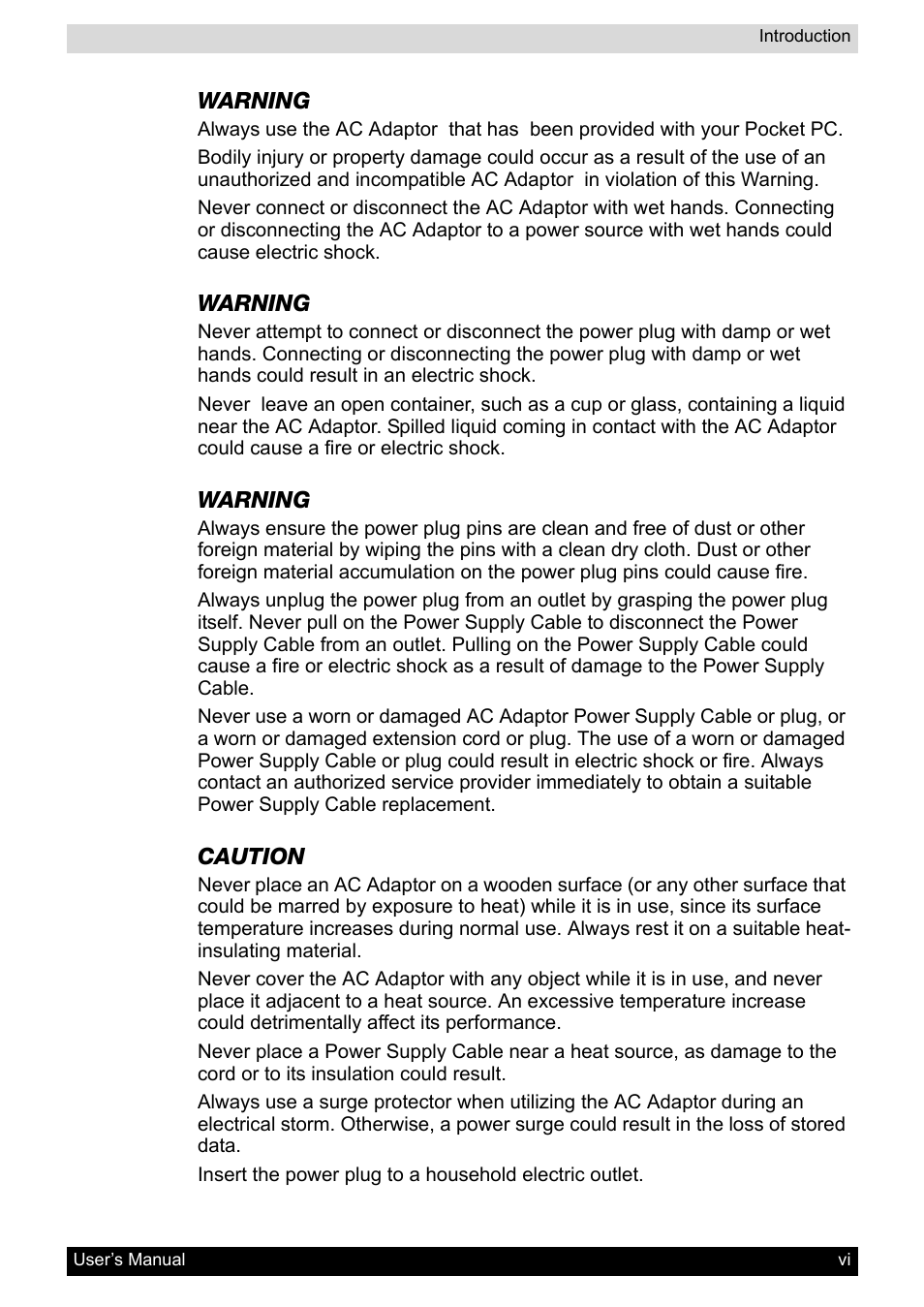Toshiba Pocket PC e400 User Manual | Page 6 / 116