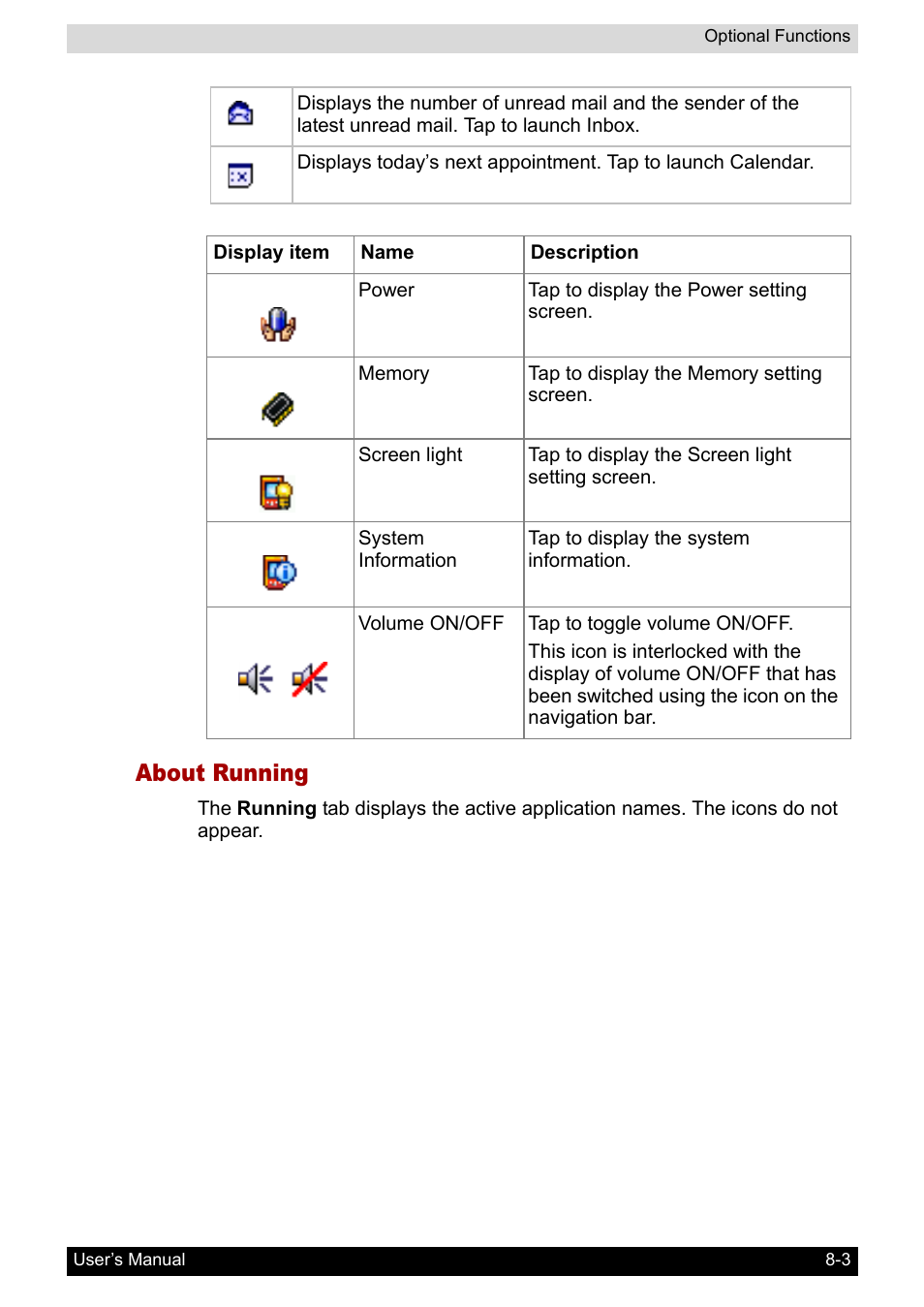 About running | Toshiba Pocket PC e400 User Manual | Page 81 / 116