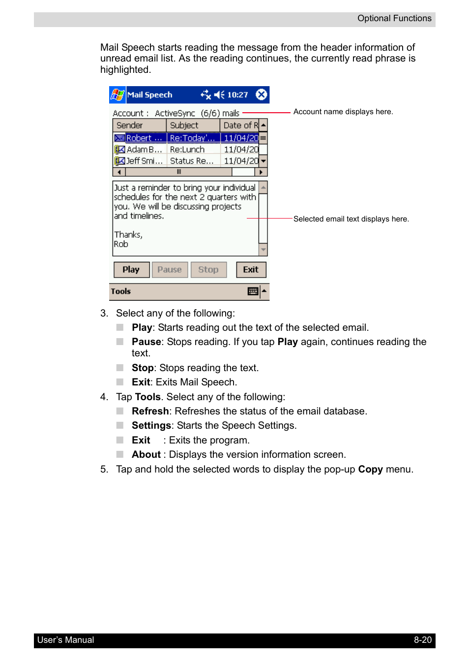 Toshiba Pocket PC e400 User Manual | Page 98 / 116
