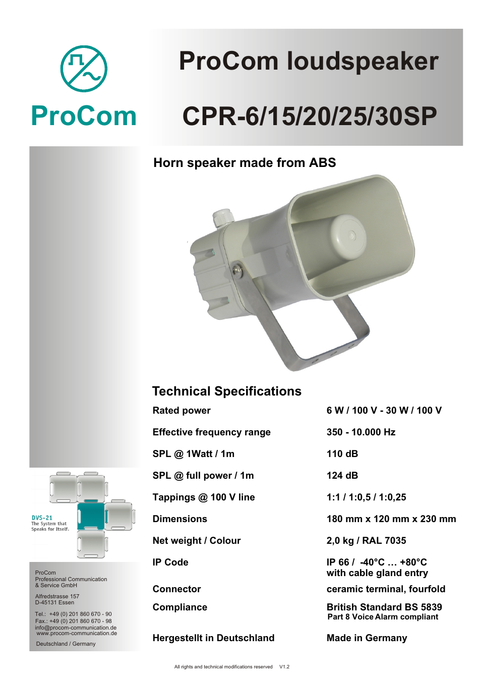 Procom CPR-6_15_20_25_30SP User Manual | 2 pages