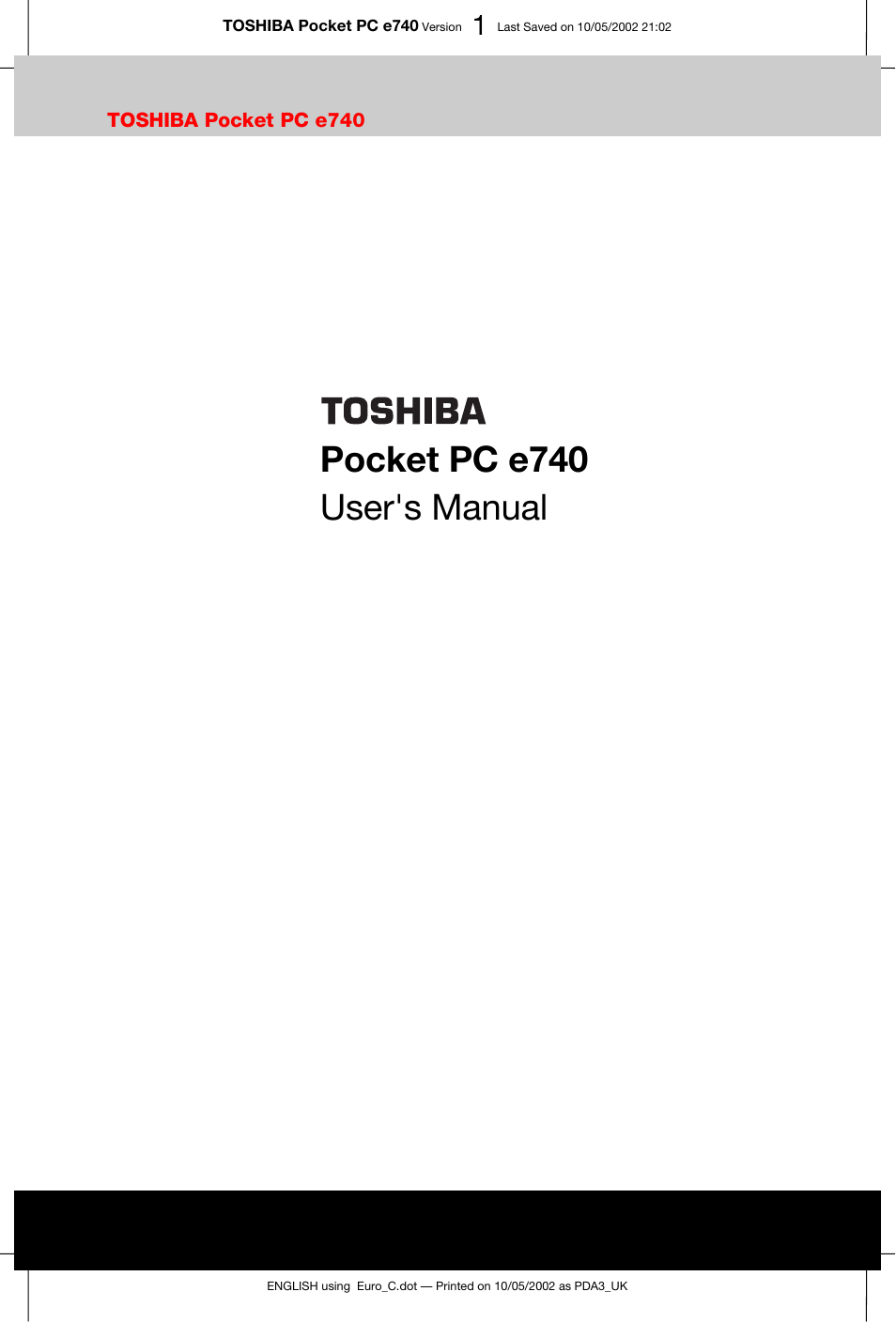 Toshiba Pocket PC e740 User Manual | 182 pages