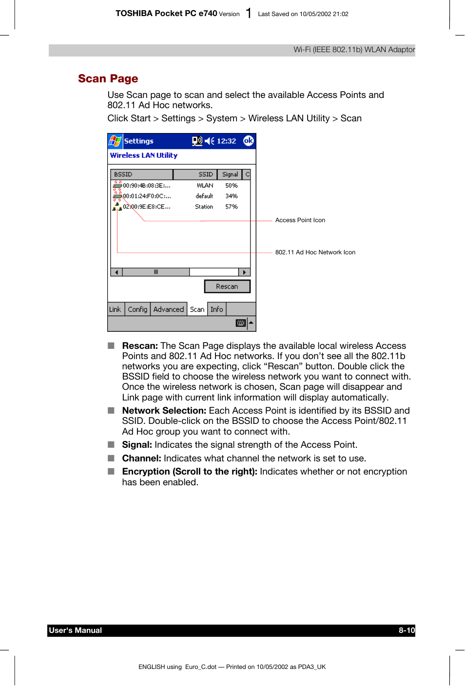 Scan page | Toshiba Pocket PC e740 User Manual | Page 109 / 182