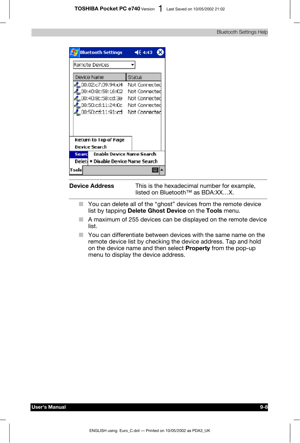 Toshiba Pocket PC e740 User Manual | Page 121 / 182