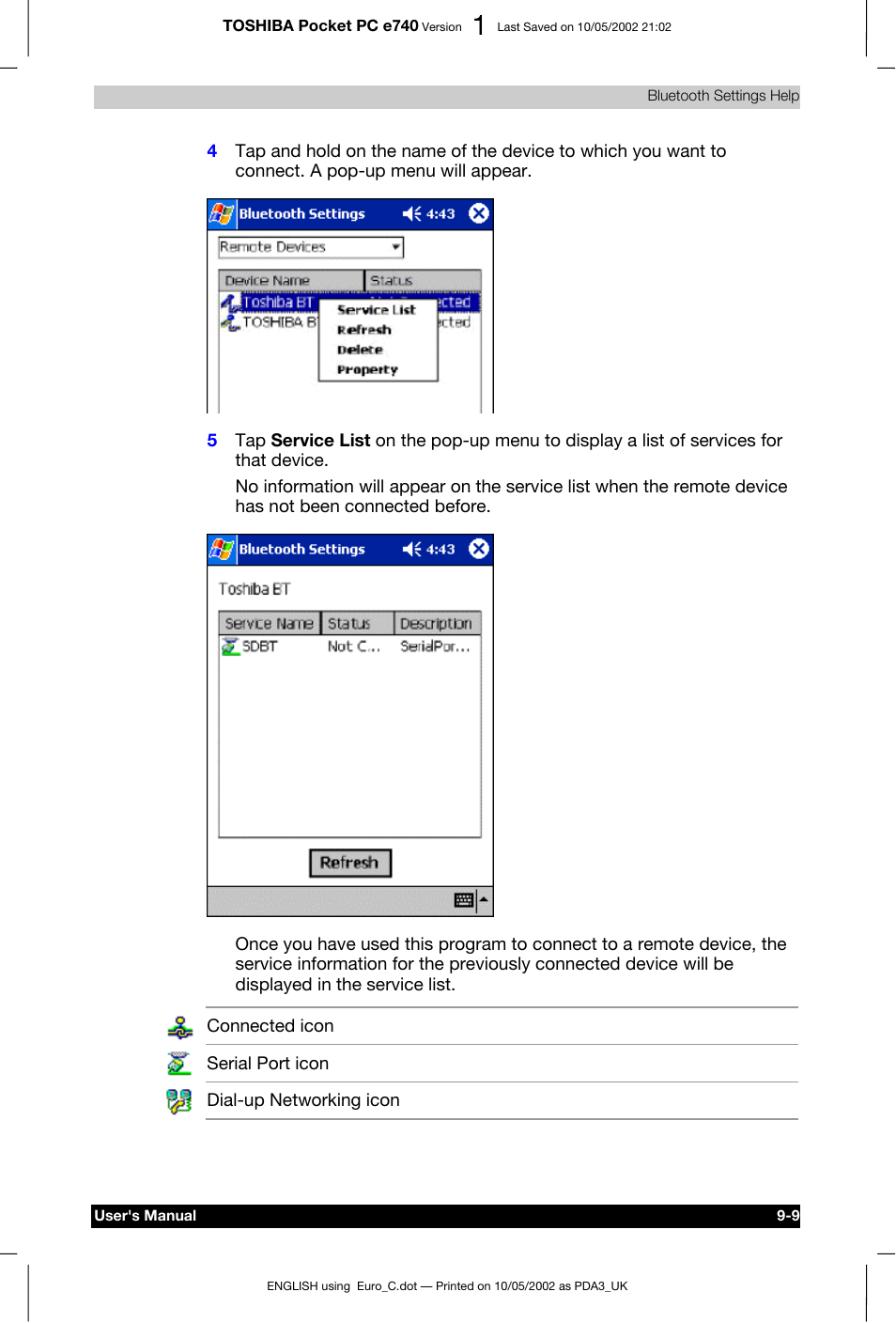 Toshiba Pocket PC e740 User Manual | Page 122 / 182