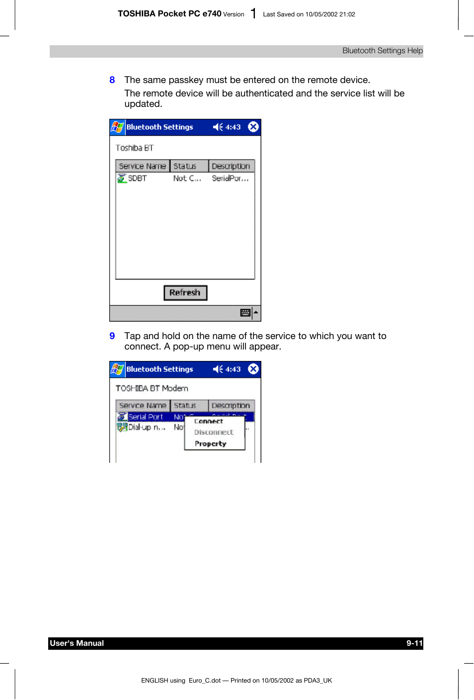 Toshiba Pocket PC e740 User Manual | Page 124 / 182