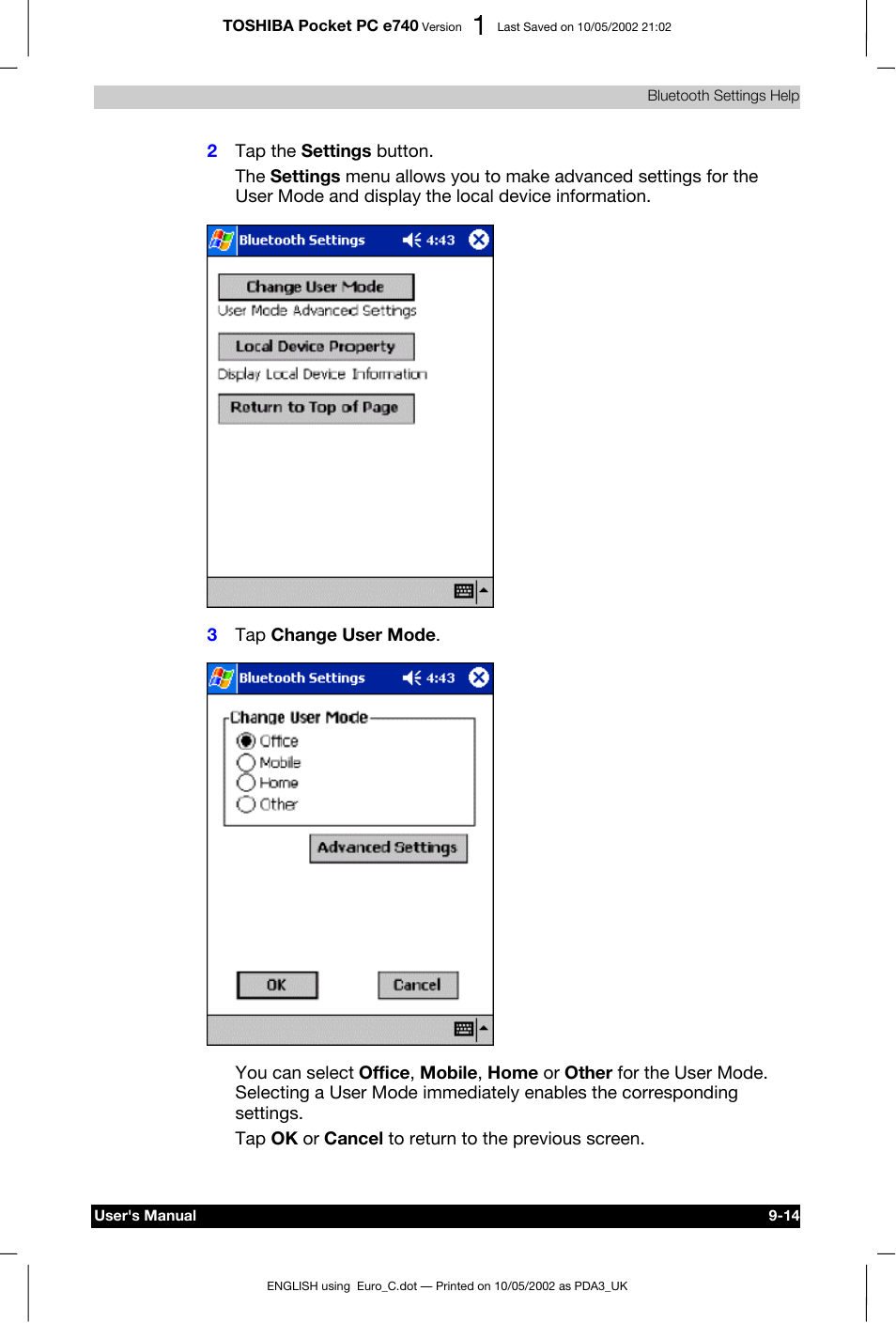 Toshiba Pocket PC e740 User Manual | Page 127 / 182