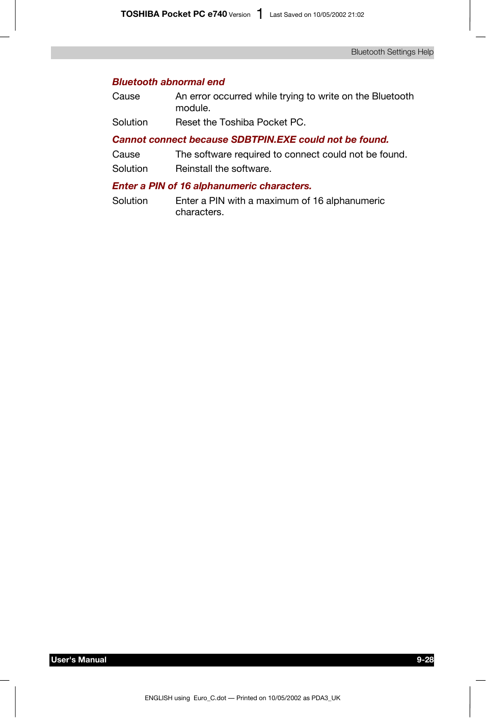Toshiba Pocket PC e740 User Manual | Page 141 / 182
