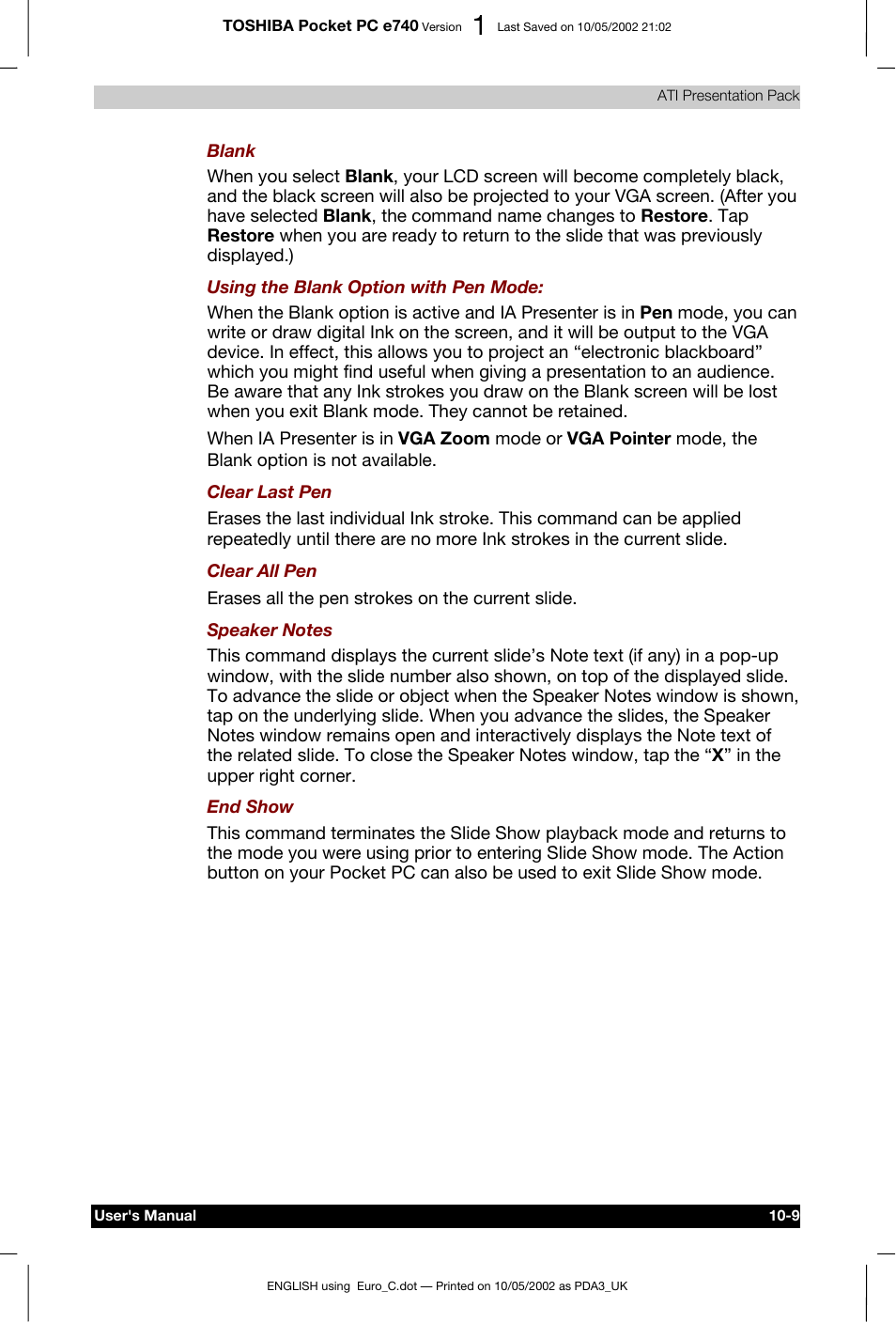 Toshiba Pocket PC e740 User Manual | Page 150 / 182