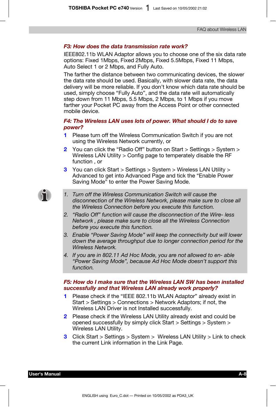 Toshiba Pocket PC e740 User Manual | Page 182 / 182